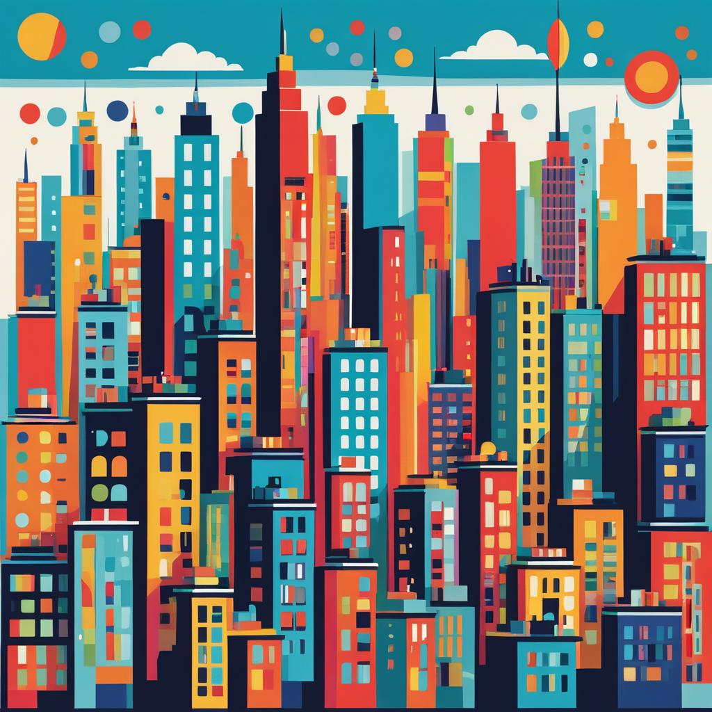 Whimsical Pop-Art City Skyline Illustration