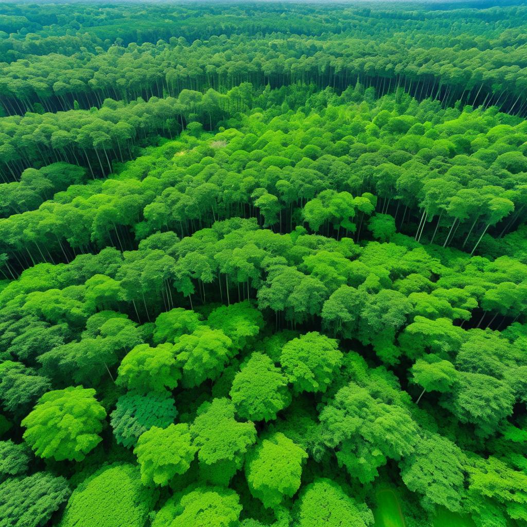 Lush Forest with Vibrant Purple Tree