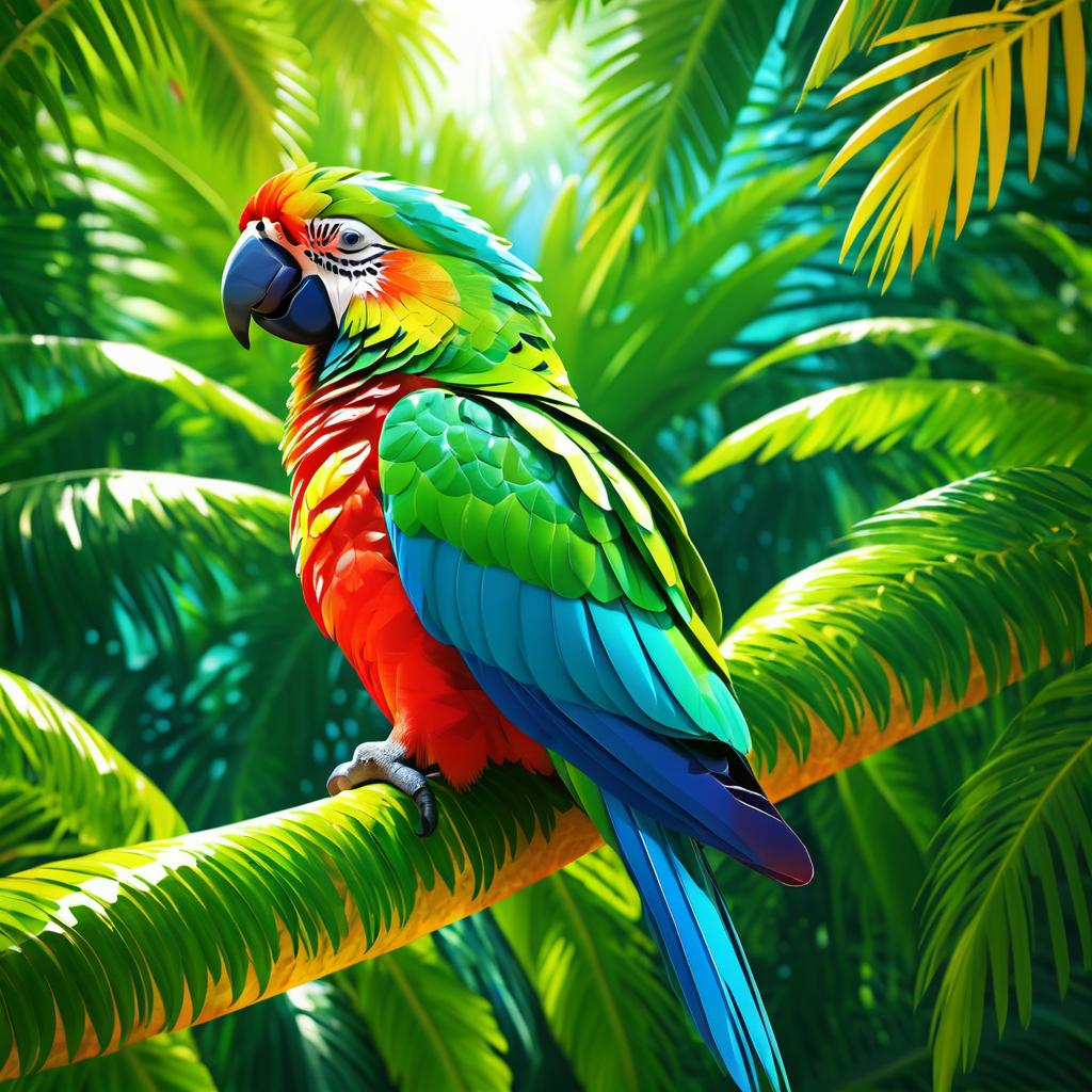 Hyper-Realistic Parrot Close-Up Illustration