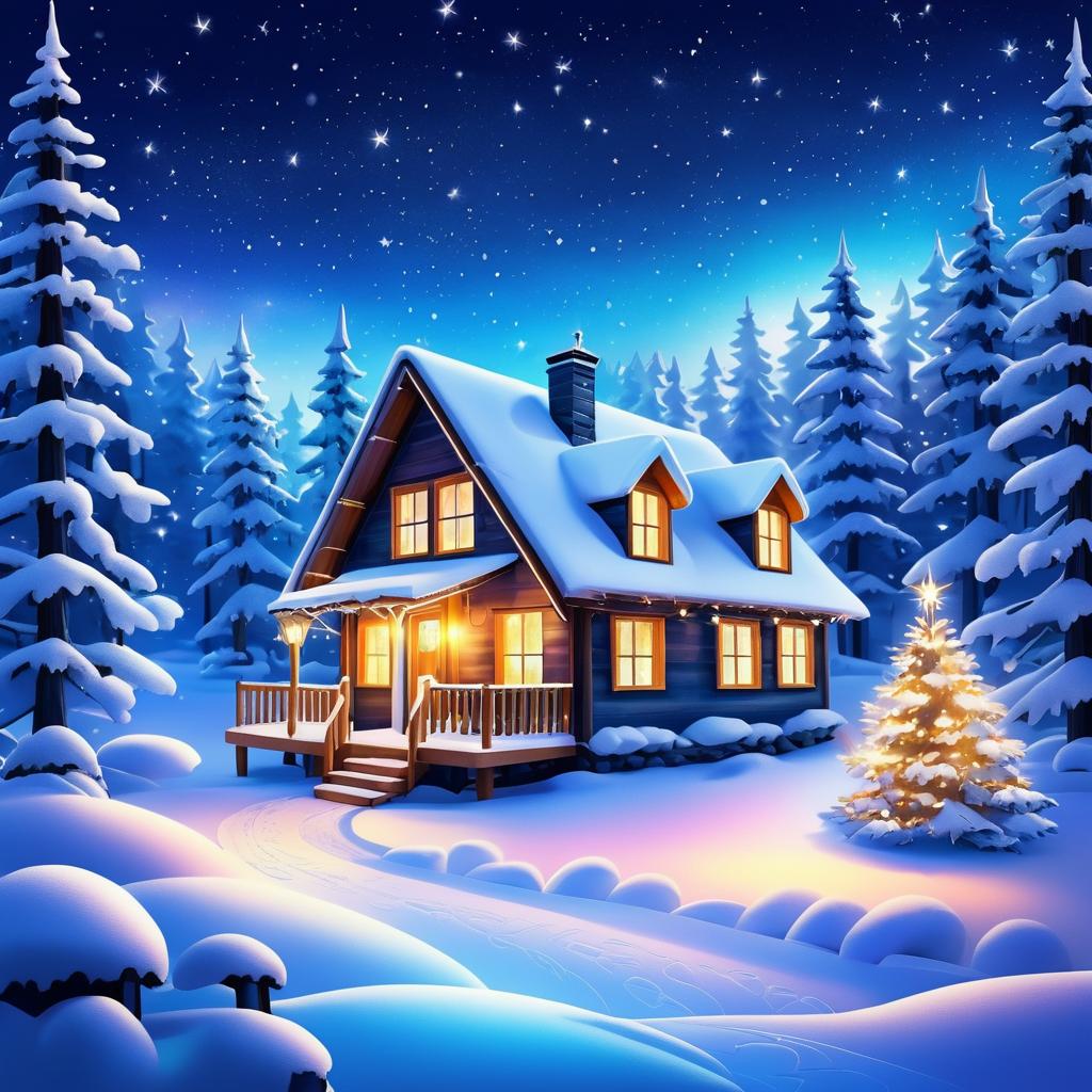 Magical Winter Wonderland Digital Illustration