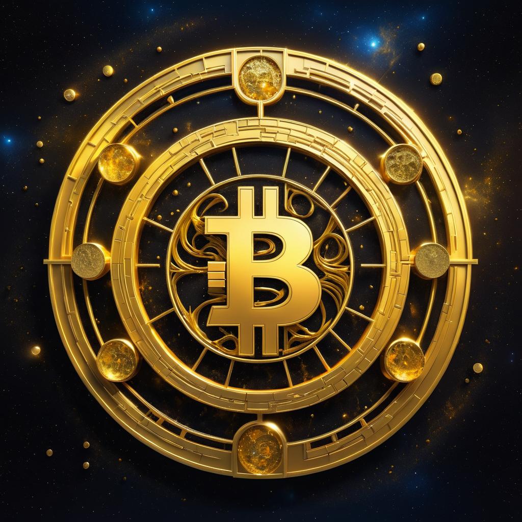 Bitcoin Logo in a Celestial Workshop