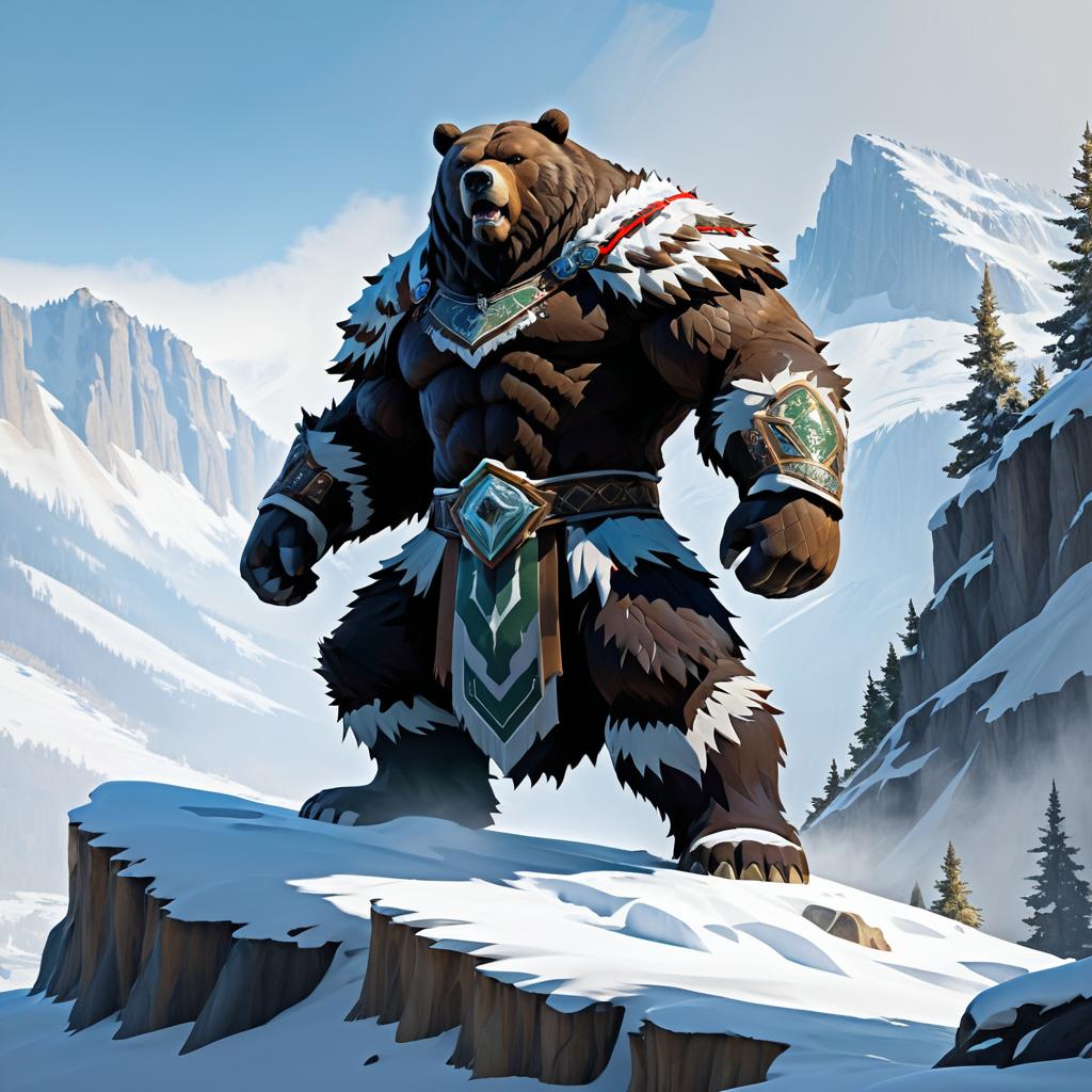 Colossal Bear in Snowy Mountainscape