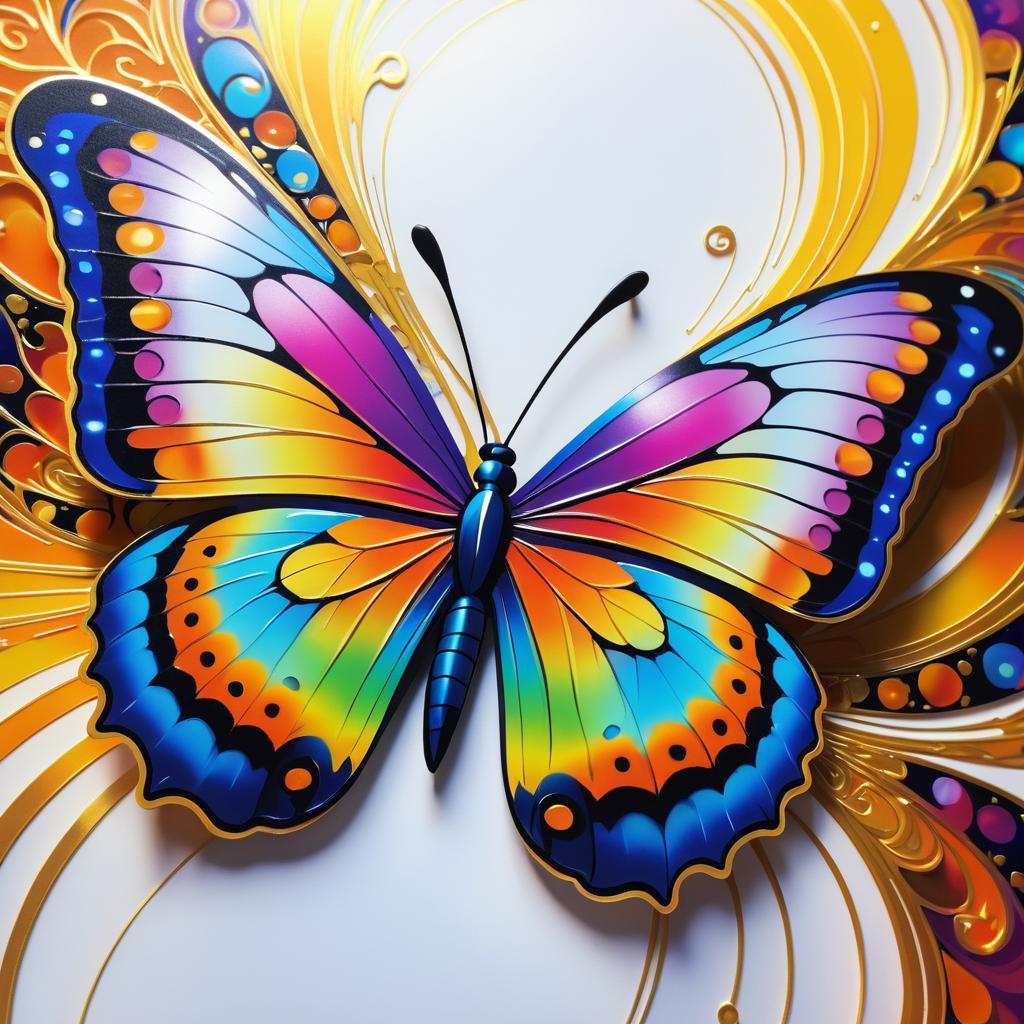 Vibrant Butterfly Art with Klimt Inspiration