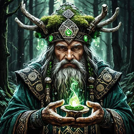 Ancient Druid with Magical Mushrooms