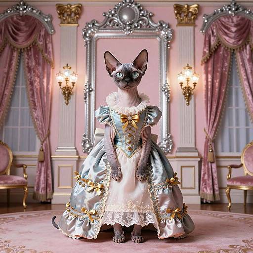 Victorian Sphynx Cat in Wes Anderson Style
