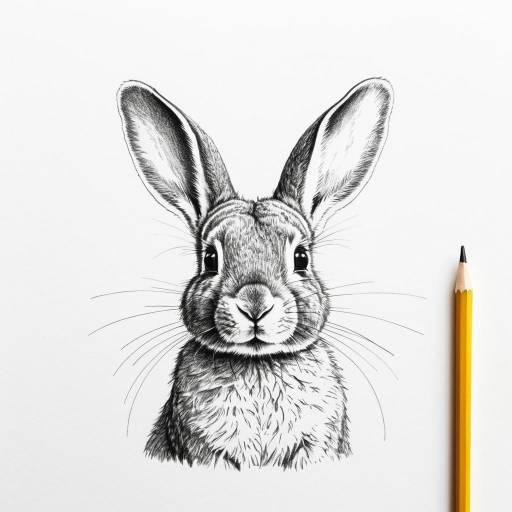Whimsical Pencil Sketch of Rabbit with Koala Ears