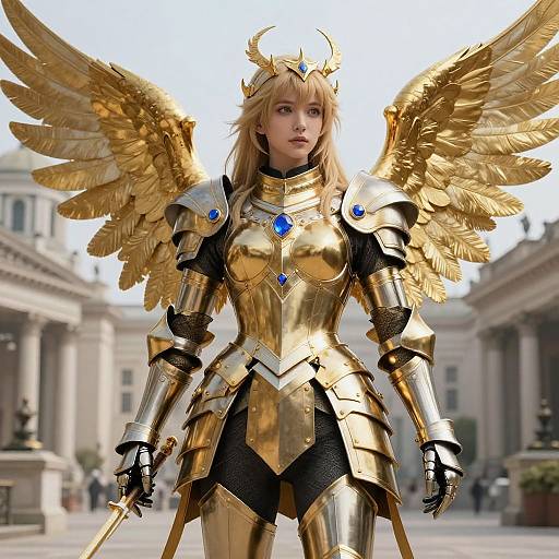 Angel Knight Girl in Gemmed Armor
