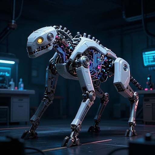 Neon Biomechanical Quadruped Creature