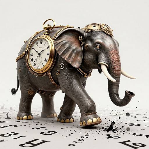 Clockwork Elephant with Golden Watch