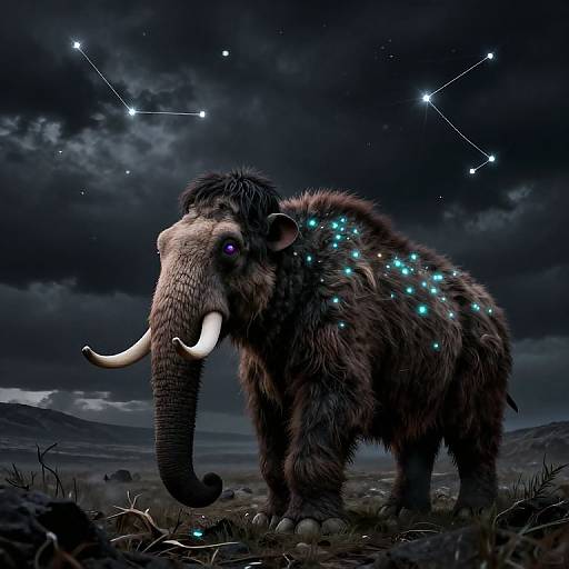 Bioluminescent Mammoths in Ink Clouds