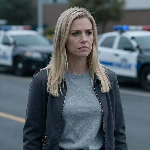 Blonde Woman in Blue-Tinted Parking Lot