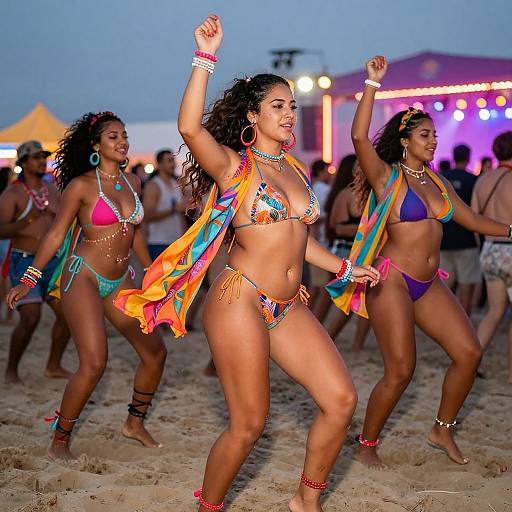 Vibrant Beach Festival Bikini Dancers
