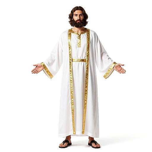 Bearded Man in Ancient White Robe