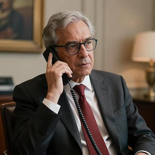 Intense Middle-Aged Man on Phone