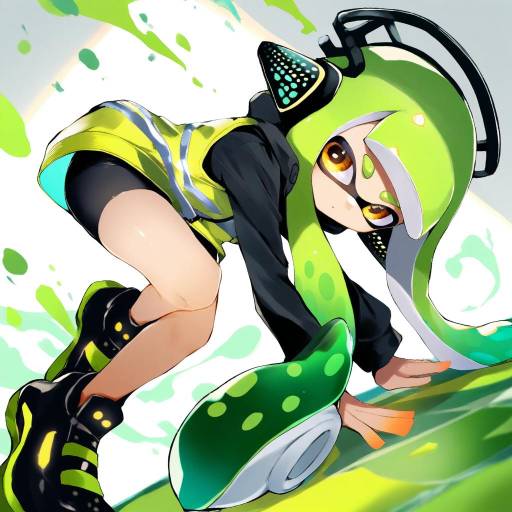 Illustration of Agent 3 (splatoon), splatoon (series) in the style of Teranekosu