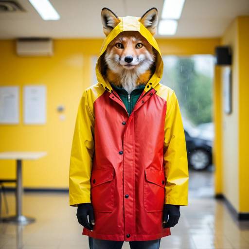 Stylish Solo Fox in Raincoat