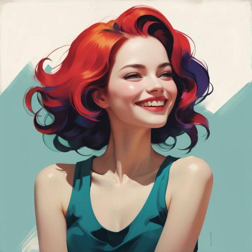 Minimalist Illustration of Joyful Woman Minimalist Illustration of Joyful Woman