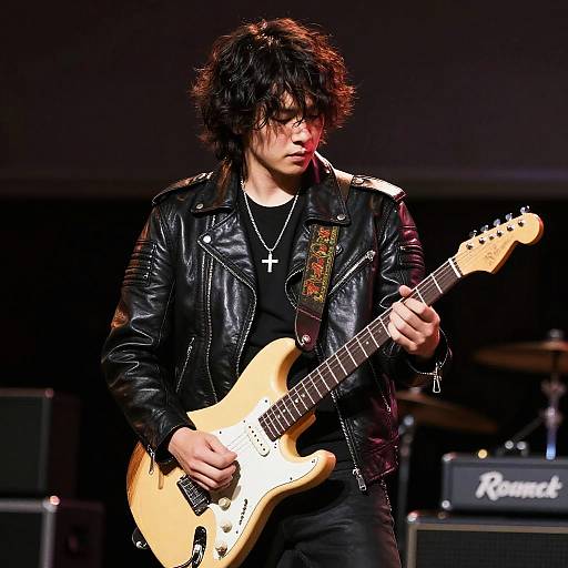 Rock Band on Stage with Guitar