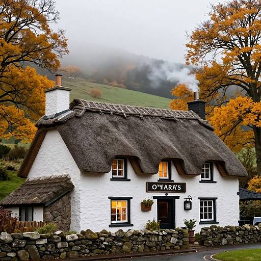 Autumn Irish Countryside Tavern Scene
