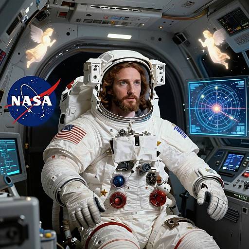 NASA Jesus in Spacecraft Cockpit