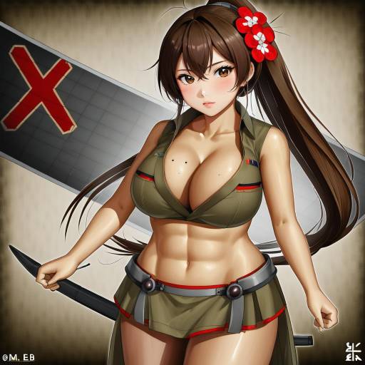 Illustration of Amagi (kancolle), kantai collection in the style of Kim eb
