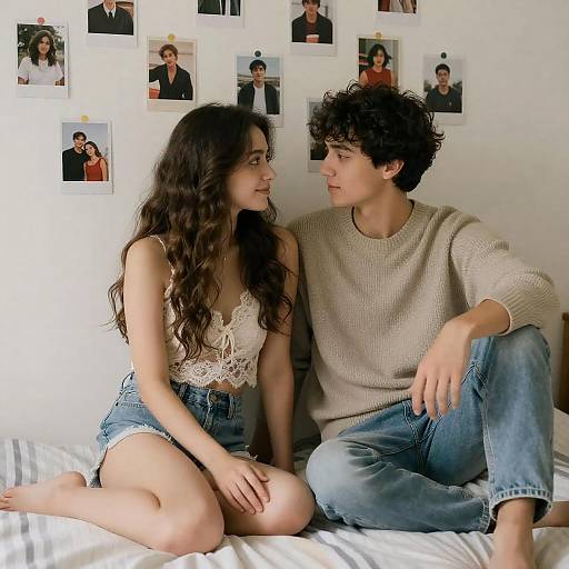 Intimate Bedroom Portrait of Young Couple