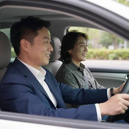 Two Men Driving in Car