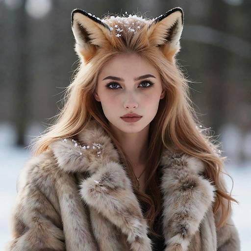 Elegant Foxie European Woman in Winter