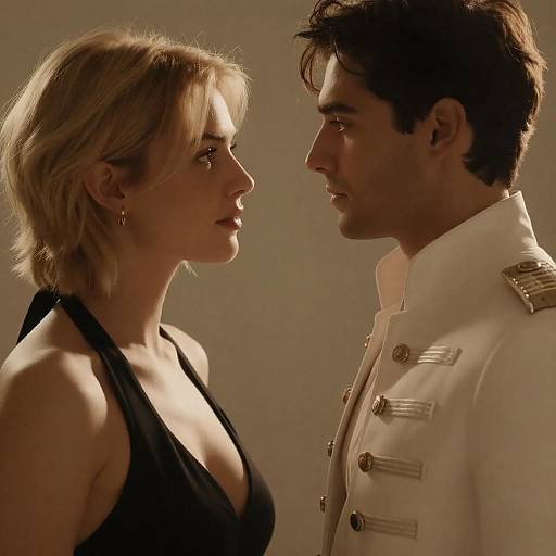 Golden-Lit Intimate Couple Profile Portrait