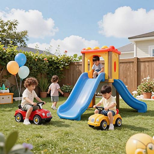 Joyful Kids Playing in Sunny Backyard