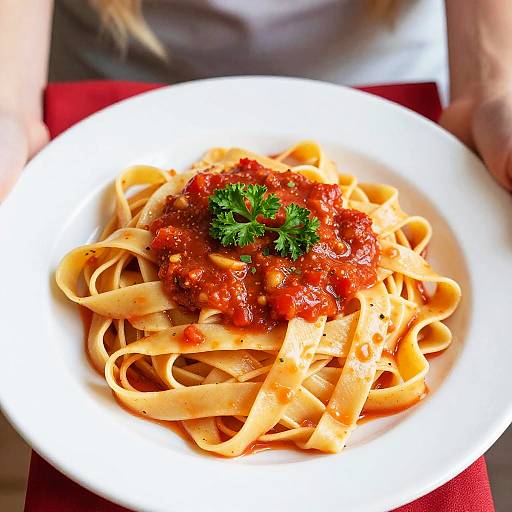 Creamy Fettuccine with Tomato Sauce