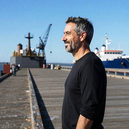 Profile Portrait of a Cheerful Man on Dock