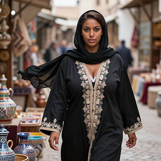 Confident Woman in Moroccan Medina