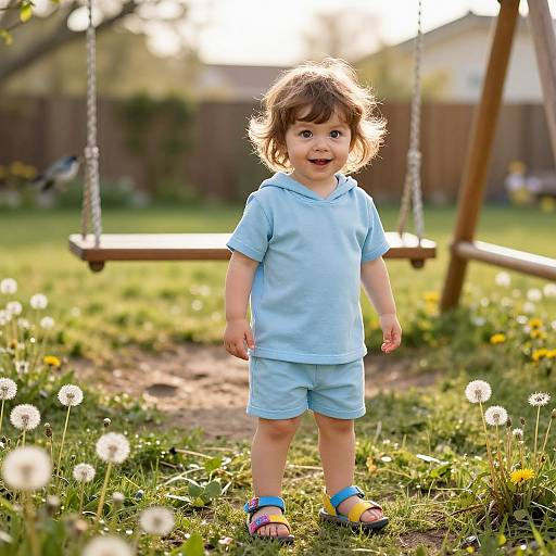 Playful Child in Sunny Backyard