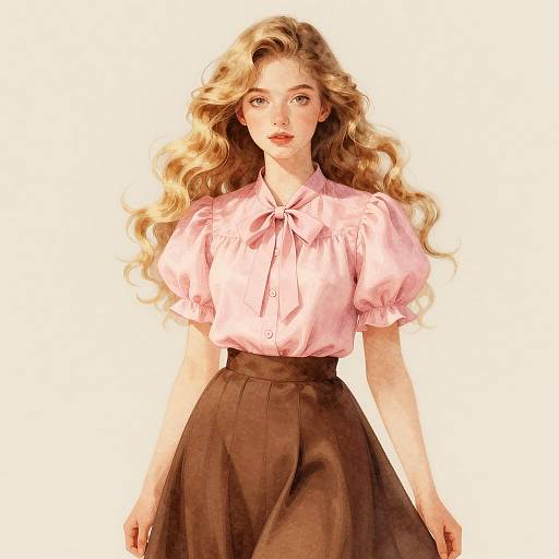 Elegant Young Woman in Vintage Fashion
