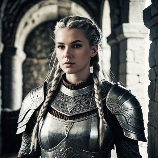 Woman in Viking Armor with Braided Hair
