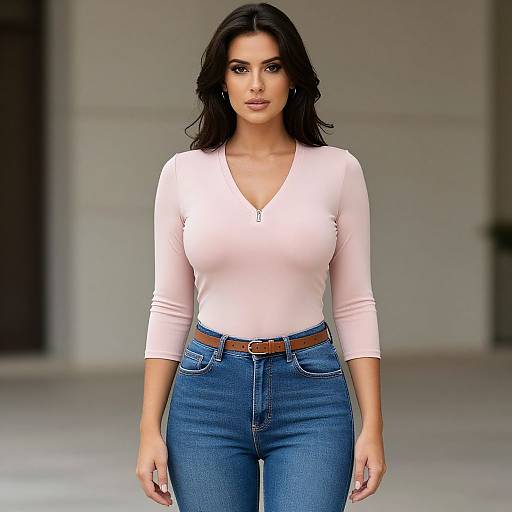 Casual Chic Woman in Pink Blouse