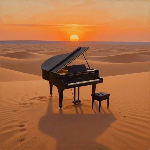 Surreal Grand Piano in Endless Desert