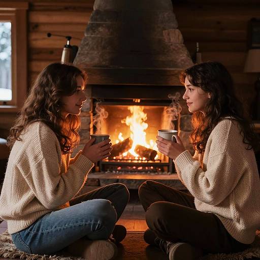 Cozy Winter Moment by Fireplace