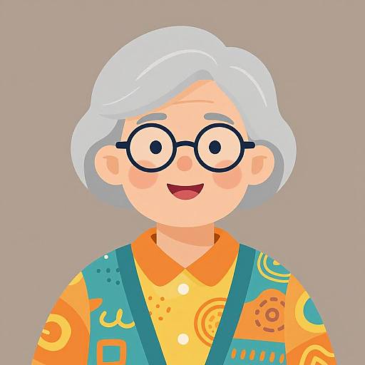 Cheerful Elderly Woman Vector Illustration