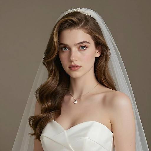 Elegant Bride with Wavy Hair and Veil