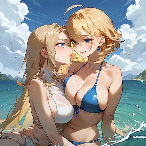 Relaxed Bikini Beauty by the Sea