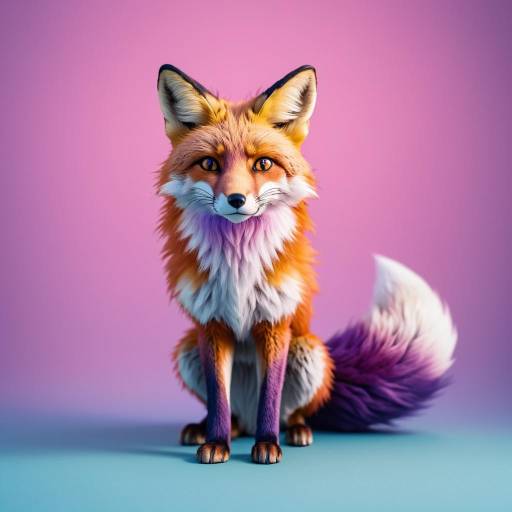 Colorful Fox Portrait on Gradient Background