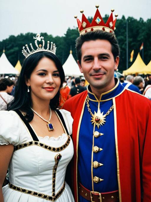 Couple in King and Queen Costumes at Festival
