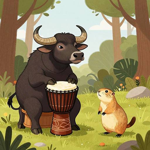 Playful Buffalo and Prairie Dog Jam