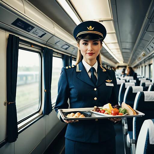 Air Hostess Serving Food on Train