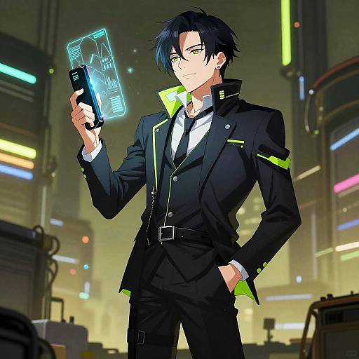 Cyberpunk Anime Character in Suit