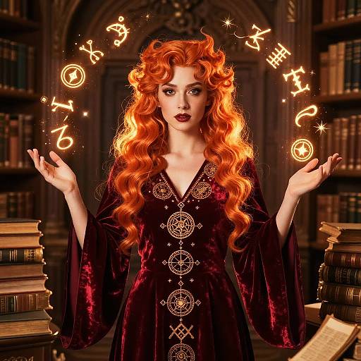 Ginger Princess Casting Spells in Library