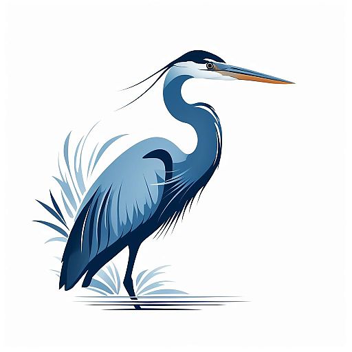 Elegant Blue Heron Logo Design
