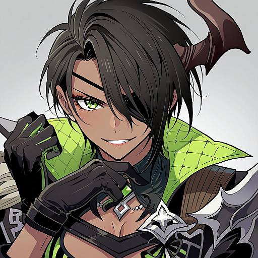 Illustration of Aragami oga, holostars in the style of Meremero